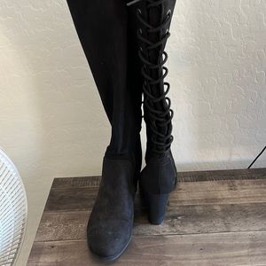Black suede boots